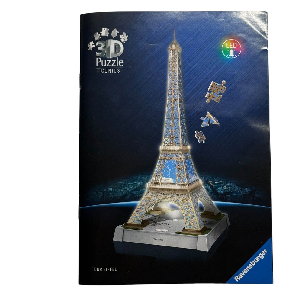 Ravensburger 3D Puzzle Eiffel Tower Night Edition LED Light Iconics 216 Piece